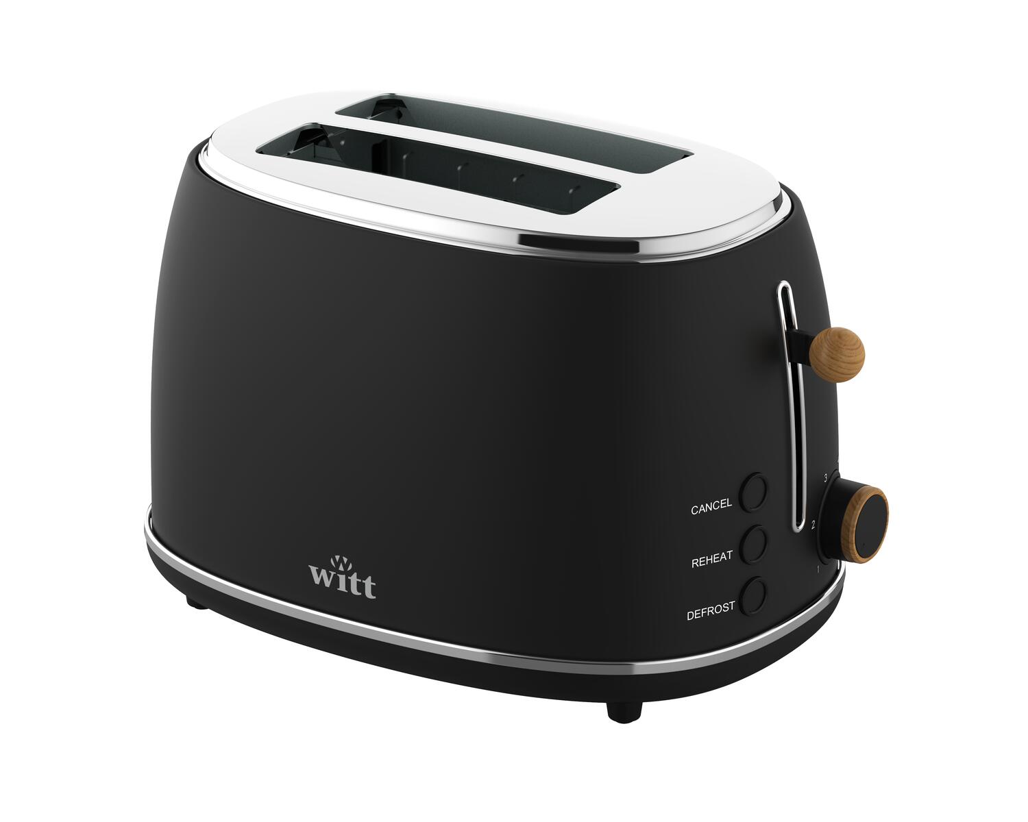 Premium 2-slice Wood brødrister - sort